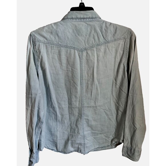 AMERICAN EAGLE DISTRESSED Denim Button Up Shirt SIZE XL - Picture 2 of 6